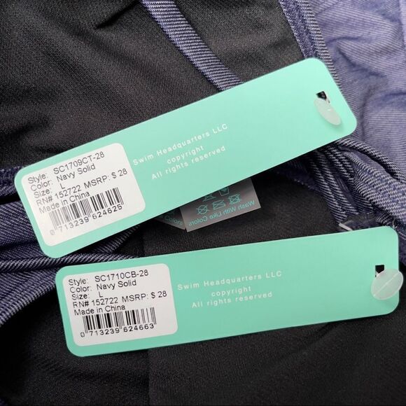 sand castle Navy Solid Ruffle Bikini Set Size Large - Picture 13 of 14